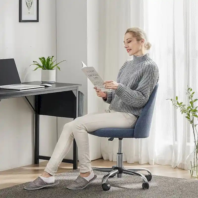 Chaise de bureau à roulettes, hauteur réglable, revêtement en tissu, pivotante