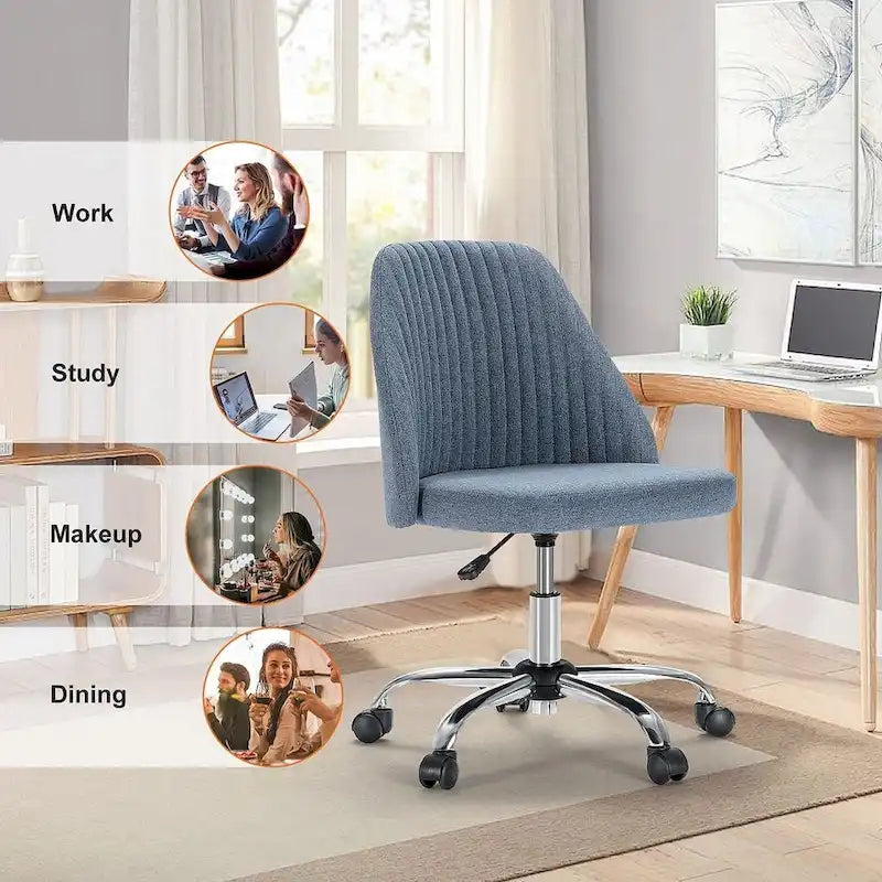 Chaise de bureau à roulettes, hauteur réglable, revêtement en tissu, pivotante