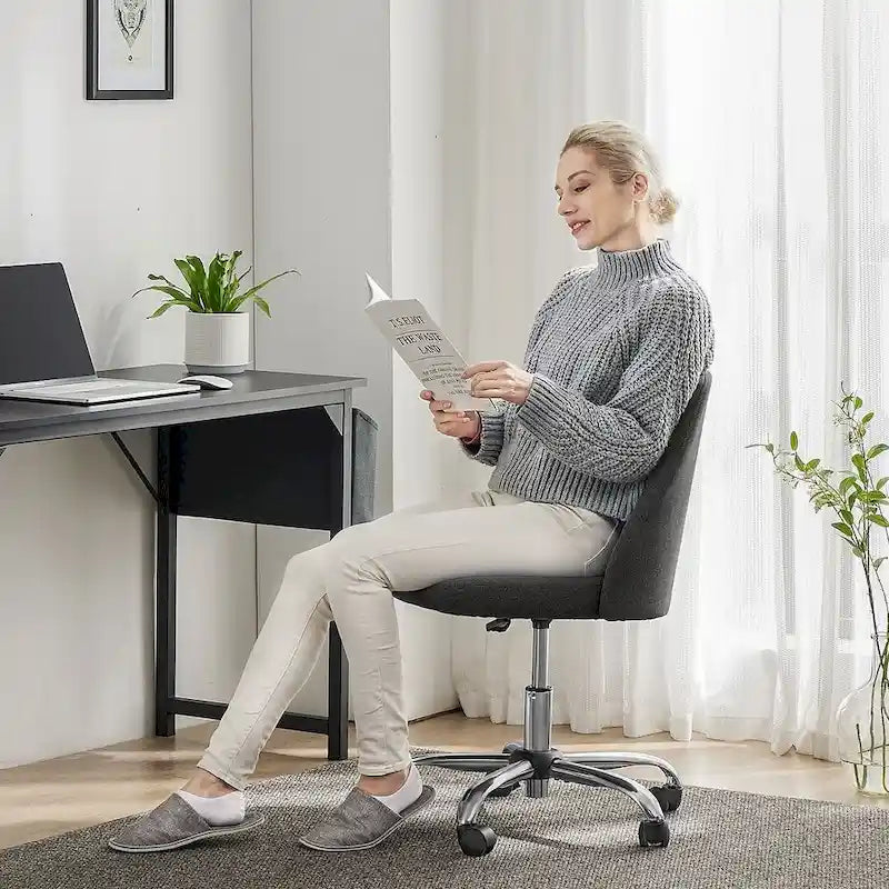 Chaise de bureau à roulettes, hauteur réglable, revêtement en tissu, pivotante