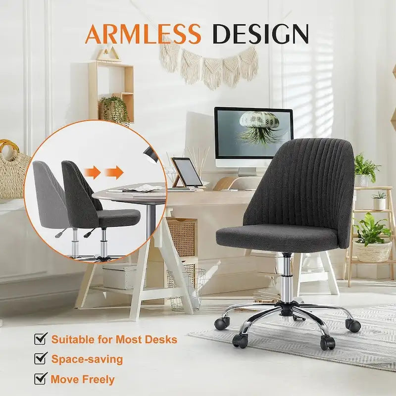 Chaise de bureau à roulettes, hauteur réglable, revêtement en tissu, pivotante