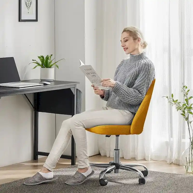 Chaise de bureau à roulettes, hauteur réglable, revêtement en tissu, pivotante