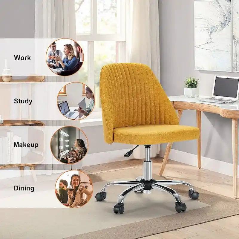 Chaise de bureau à roulettes, hauteur réglable, revêtement en tissu, pivotante