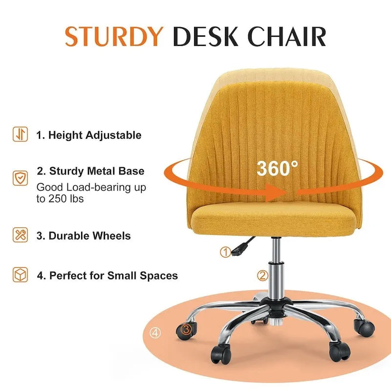 Chaise de bureau à roulettes, hauteur réglable, revêtement en tissu, pivotante