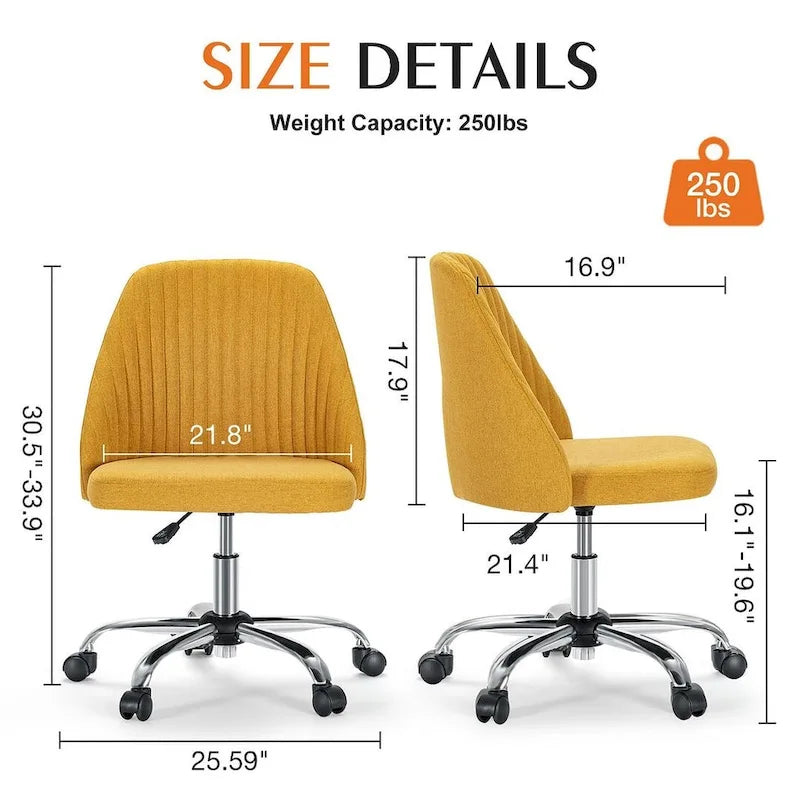Chaise de bureau à roulettes, hauteur réglable, revêtement en tissu, pivotante