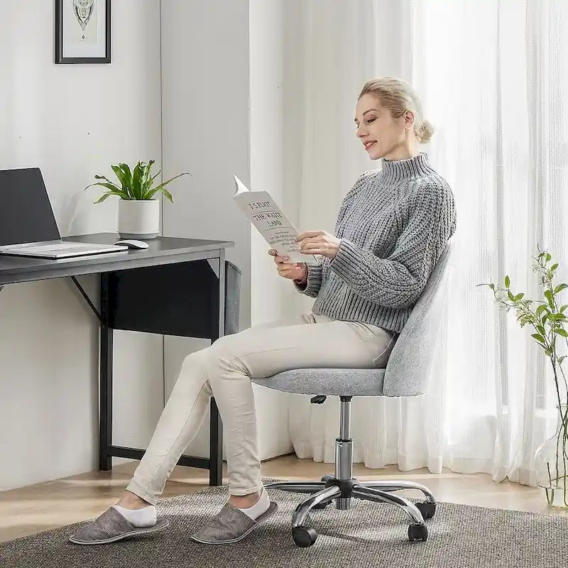 Chaise de bureau à roulettes, hauteur réglable, revêtement en tissu, pivotante