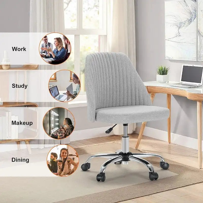 Chaise de bureau à roulettes, hauteur réglable, revêtement en tissu, pivotante