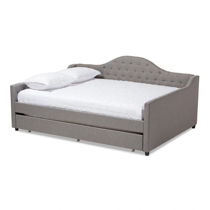 Lit de repos contemporain Eliza avec lit gigogne escamotable par Baxton Studio