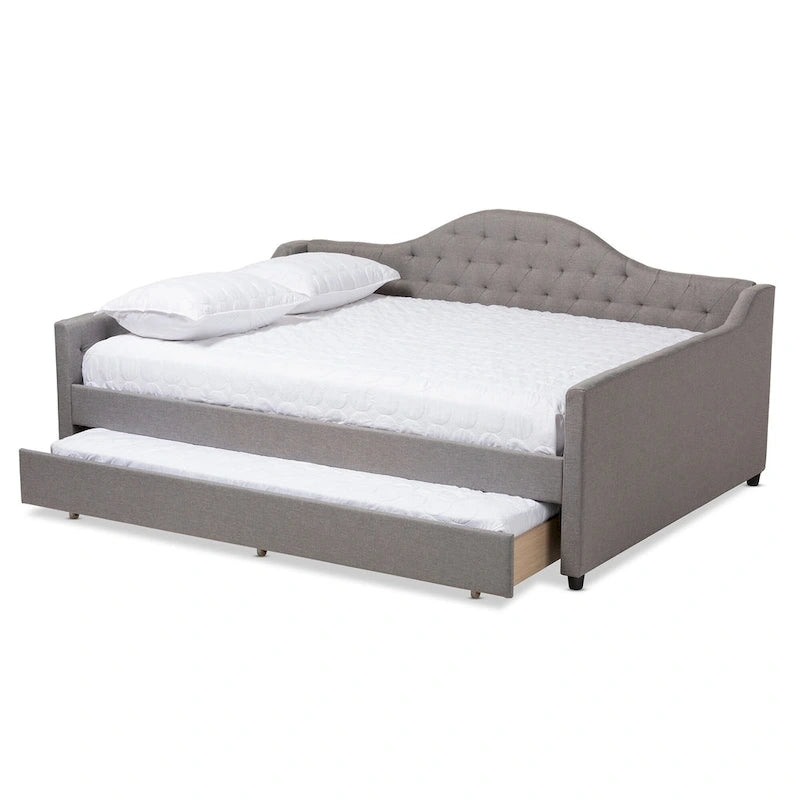 Lit de repos contemporain Eliza avec lit gigogne escamotable par Baxton Studio