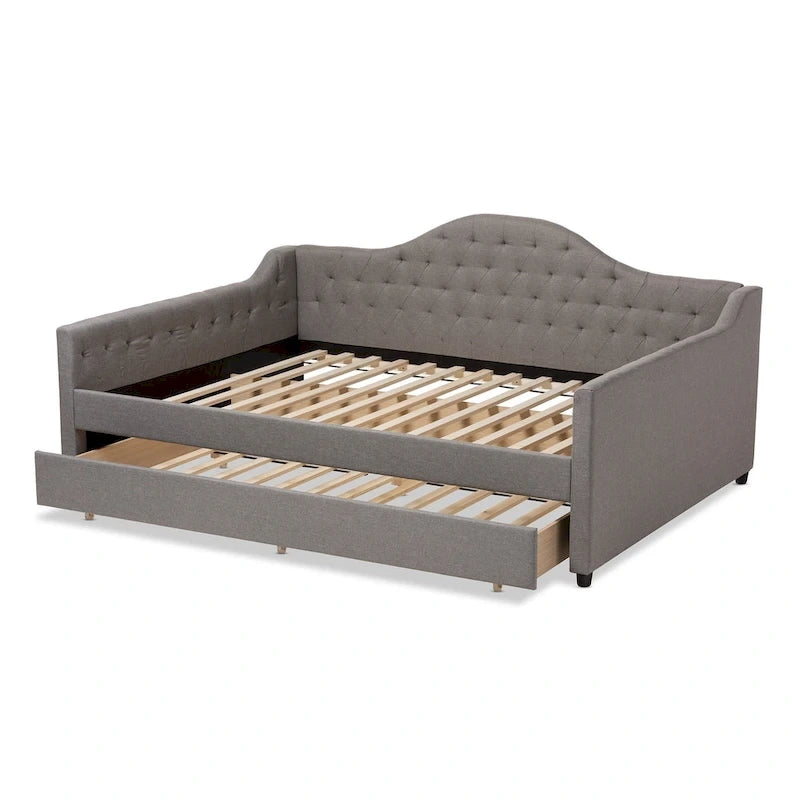 Lit de repos contemporain Eliza avec lit gigogne escamotable par Baxton Studio