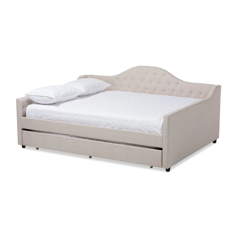 Lit de repos contemporain Eliza avec lit gigogne escamotable par Baxton Studio