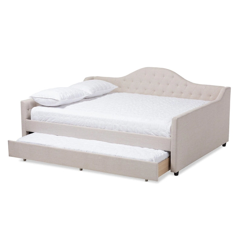 Lit de repos contemporain Eliza avec lit gigogne escamotable par Baxton Studio
