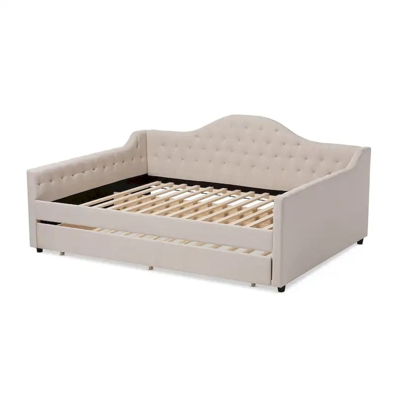 Lit de repos contemporain Eliza avec lit gigogne escamotable par Baxton Studio