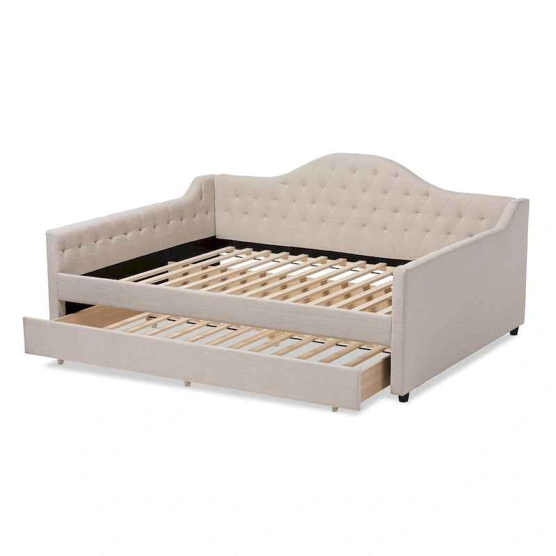 Lit de repos contemporain Eliza avec lit gigogne escamotable par Baxton Studio