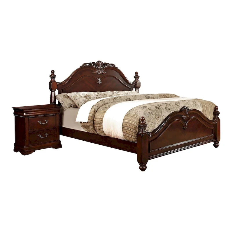 Parure de chambre 2 pièces en bois massif Diva Traditional Cherry de Furniture of America