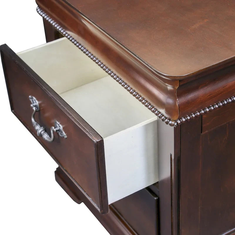 Parure de chambre 2 pièces en bois massif Diva Traditional Cherry de Furniture of America