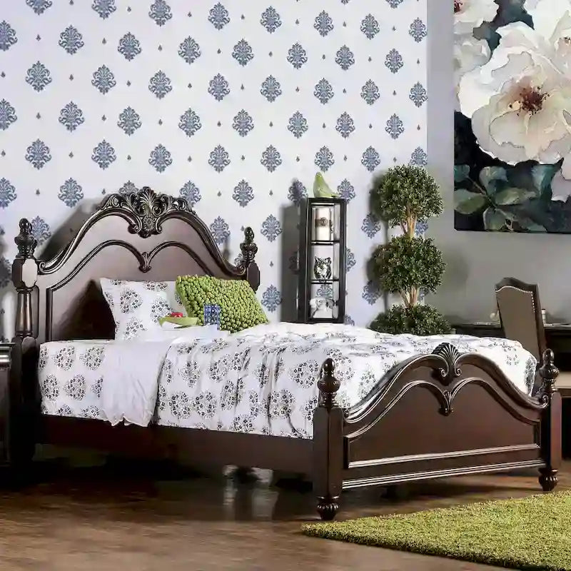 Parure de chambre 2 pièces en bois massif Diva Traditional Cherry de Furniture of America