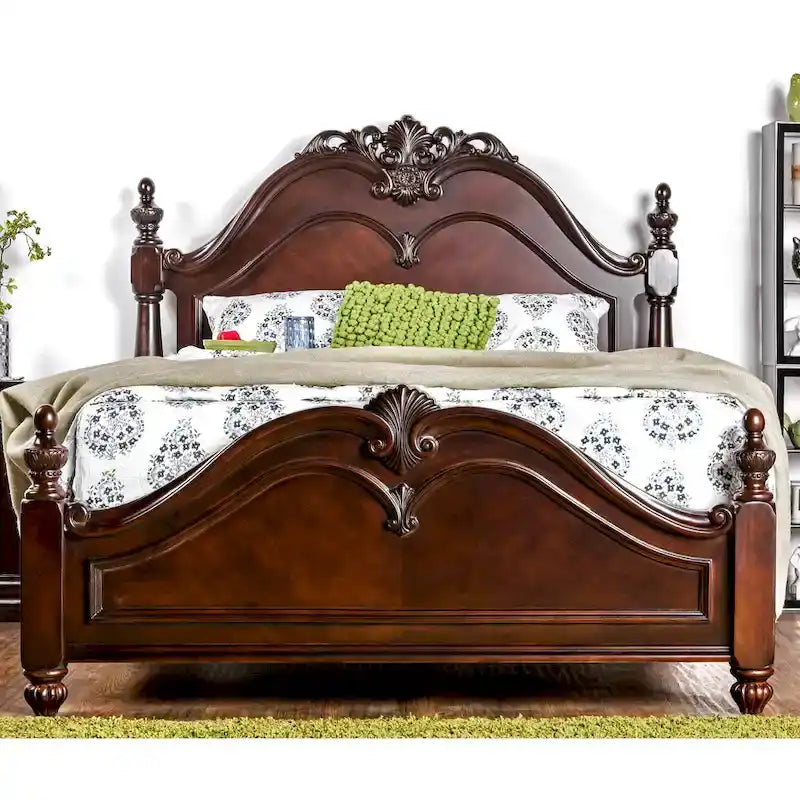 Parure de chambre 2 pièces en bois massif Diva Traditional Cherry de Furniture of America