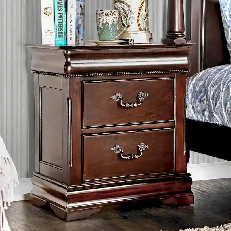 Parure de chambre 2 pièces en bois massif Diva Traditional Cherry de Furniture of America