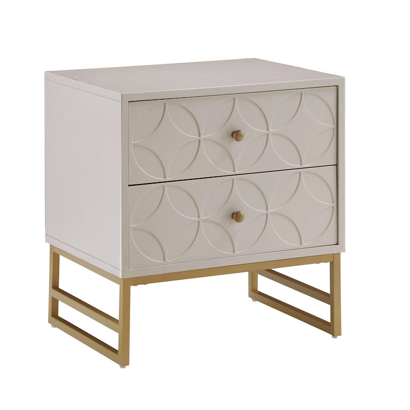 Table d'appoint en métal doré à 2 tiroirs Luna Arched Diamond par iNSPIRE Q Bold