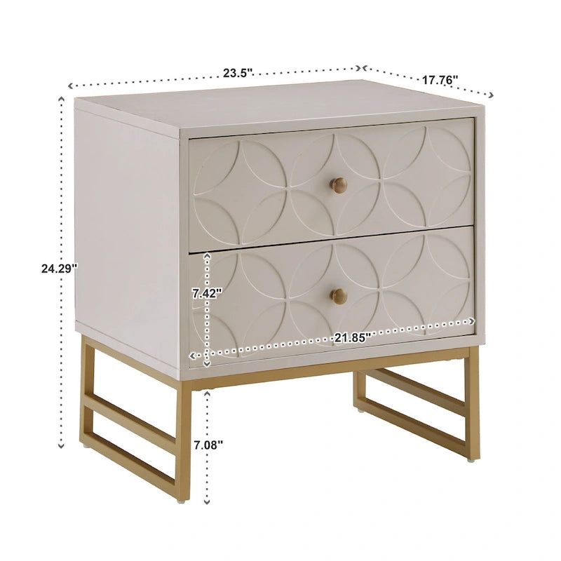 Table d'appoint en métal doré à 2 tiroirs Luna Arched Diamond par iNSPIRE Q Bold