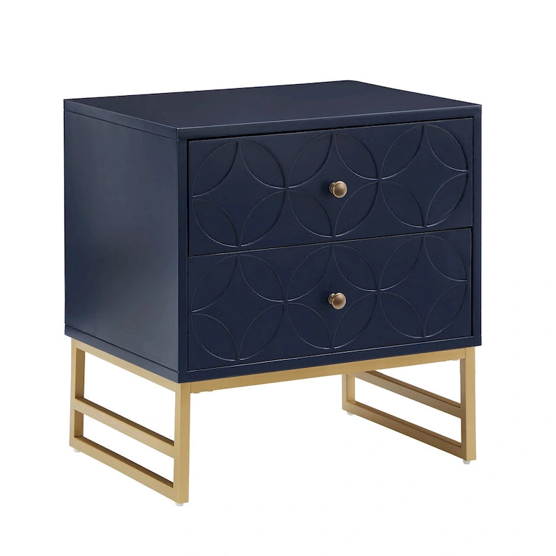 Table d'appoint en métal doré à 2 tiroirs Luna Arched Diamond par iNSPIRE Q Bold