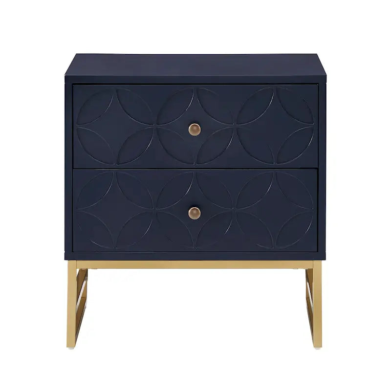 Table d'appoint en métal doré à 2 tiroirs Luna Arched Diamond par iNSPIRE Q Bold
