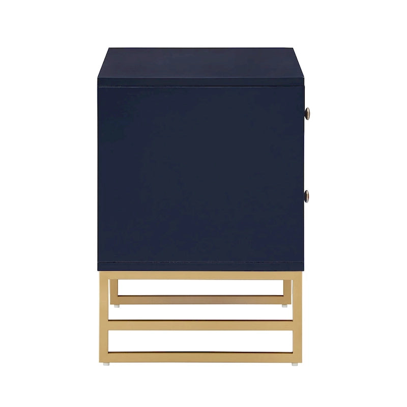 Table d'appoint en métal doré à 2 tiroirs Luna Arched Diamond par iNSPIRE Q Bold