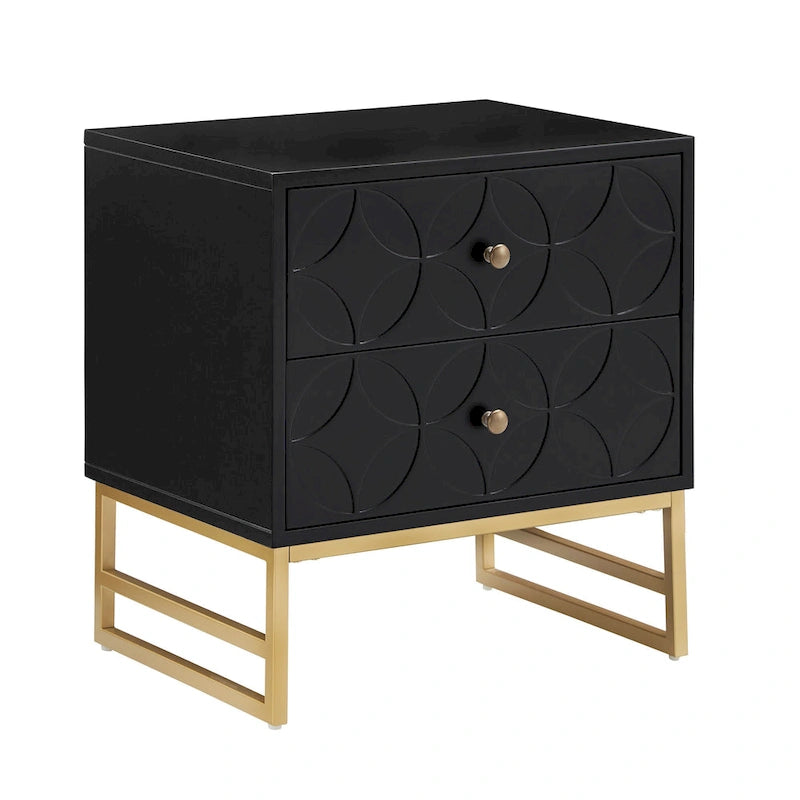 Table d'appoint en métal doré à 2 tiroirs Luna Arched Diamond par iNSPIRE Q Bold