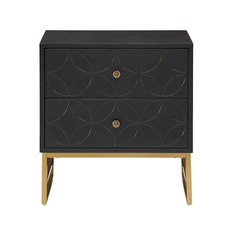 Table d'appoint en métal doré à 2 tiroirs Luna Arched Diamond par iNSPIRE Q Bold