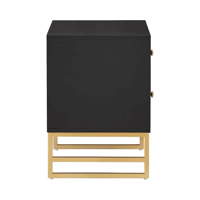 Table d'appoint en métal doré à 2 tiroirs Luna Arched Diamond par iNSPIRE Q Bold