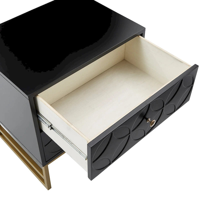 Table d'appoint en métal doré à 2 tiroirs Luna Arched Diamond par iNSPIRE Q Bold