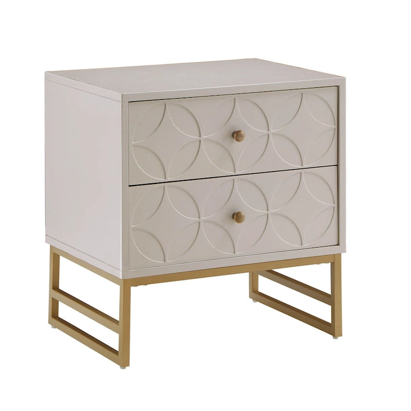 Table d'appoint en métal doré à 2 tiroirs Luna Arched Diamond par iNSPIRE Q Bold
