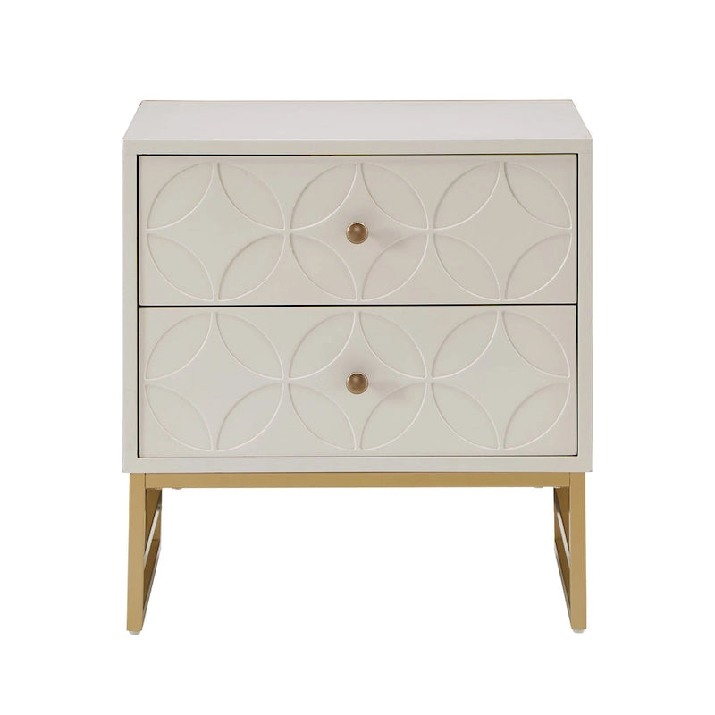 Table d'appoint en métal doré à 2 tiroirs Luna Arched Diamond par iNSPIRE Q Bold