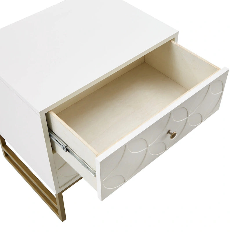 Table d'appoint en métal doré à 2 tiroirs Luna Arched Diamond par iNSPIRE Q Bold