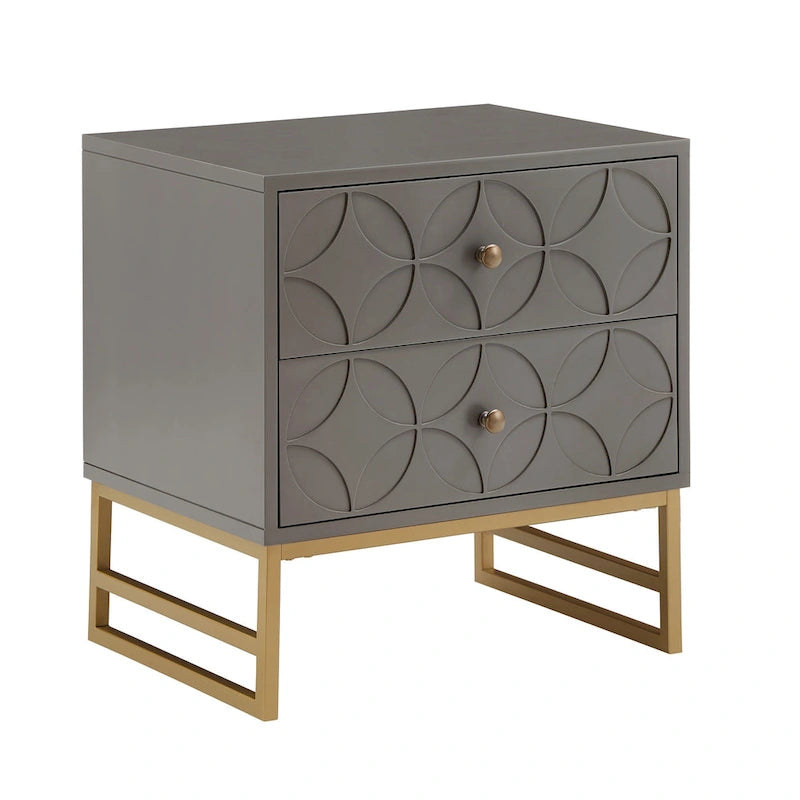 Table d'appoint en métal doré à 2 tiroirs Luna Arched Diamond par iNSPIRE Q Bold