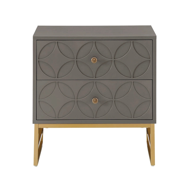 Table d'appoint en métal doré à 2 tiroirs Luna Arched Diamond par iNSPIRE Q Bold