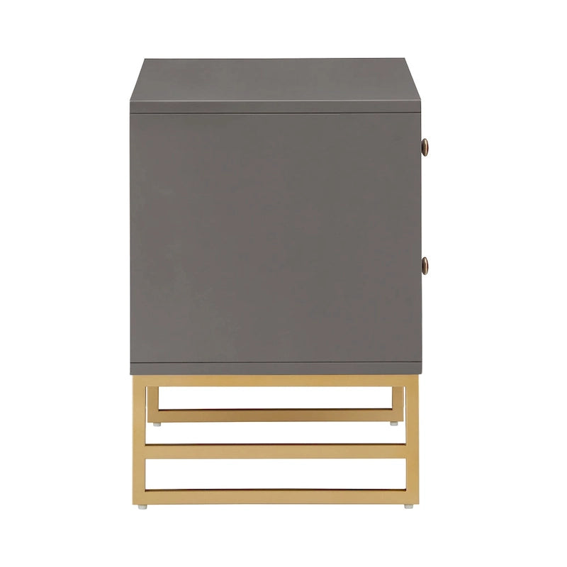 Table d'appoint en métal doré à 2 tiroirs Luna Arched Diamond par iNSPIRE Q Bold