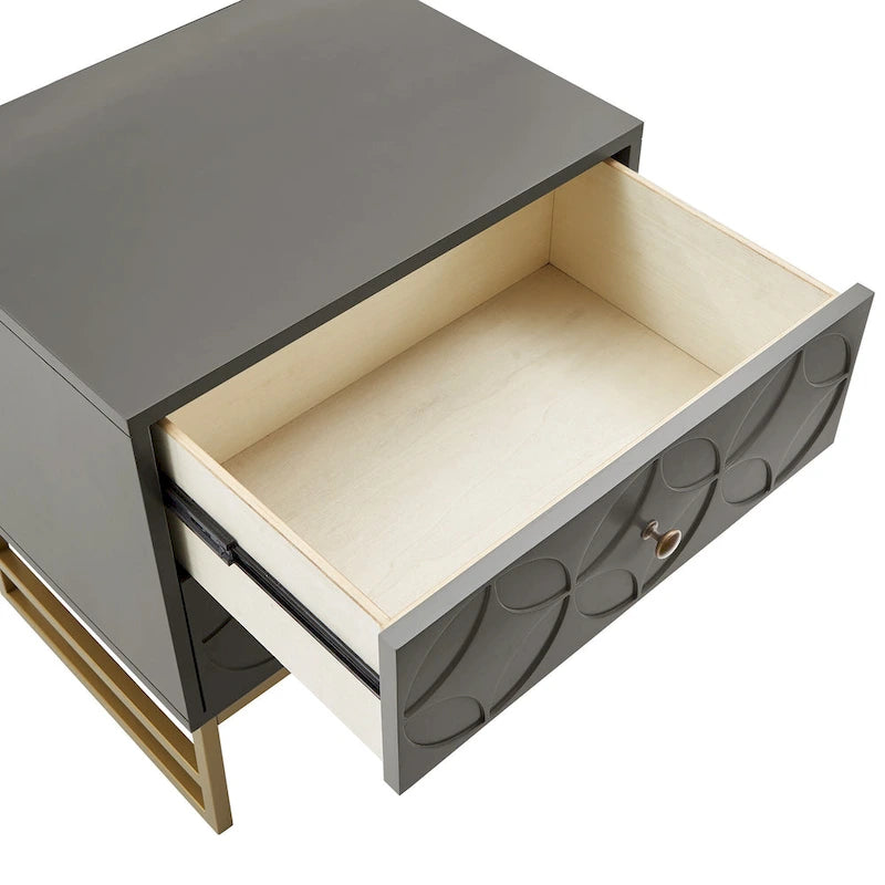 Table d'appoint en métal doré à 2 tiroirs Luna Arched Diamond par iNSPIRE Q Bold