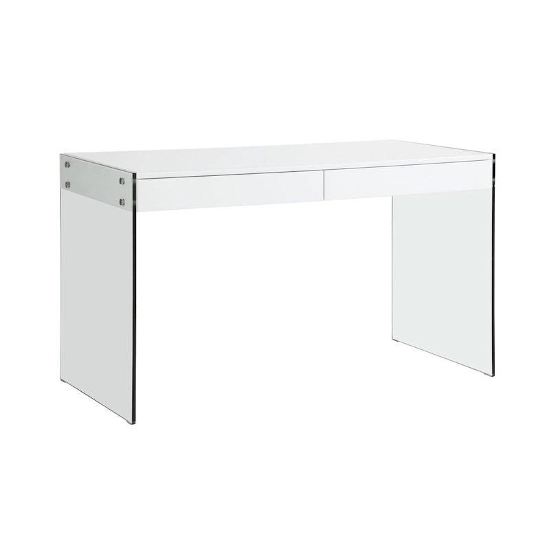 Bureau contemporain Somette laqué blanc et verre
