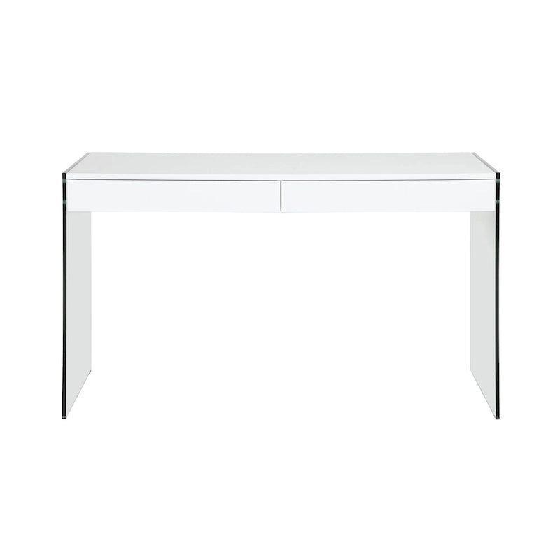 Bureau contemporain Somette laqué blanc et verre
