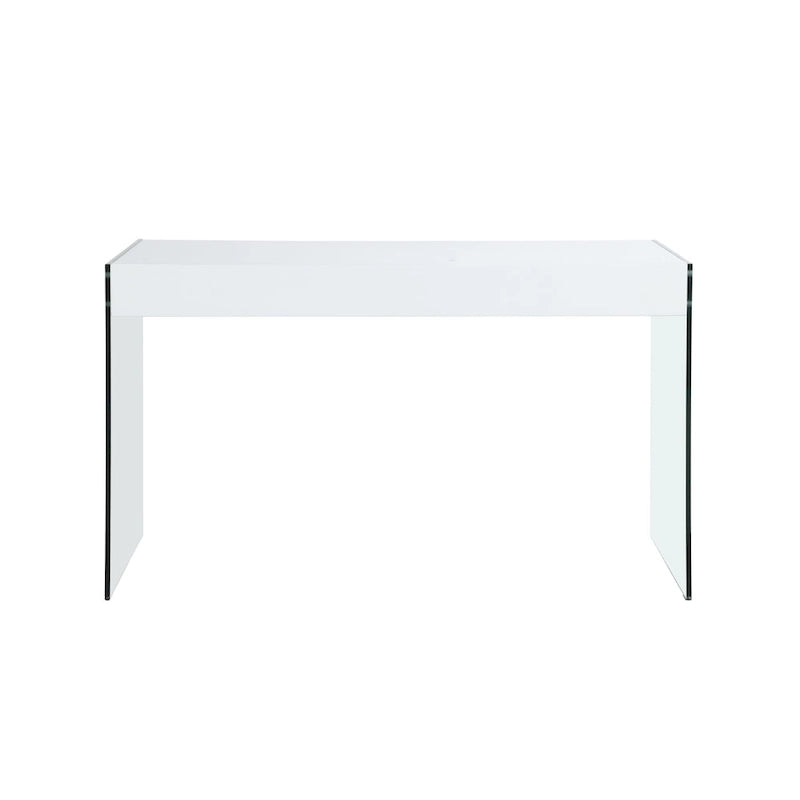 Bureau contemporain Somette laqué blanc et verre