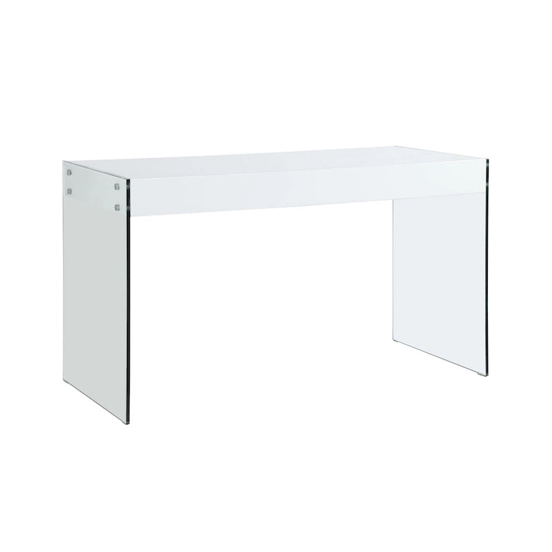 Bureau contemporain Somette laqué blanc et verre