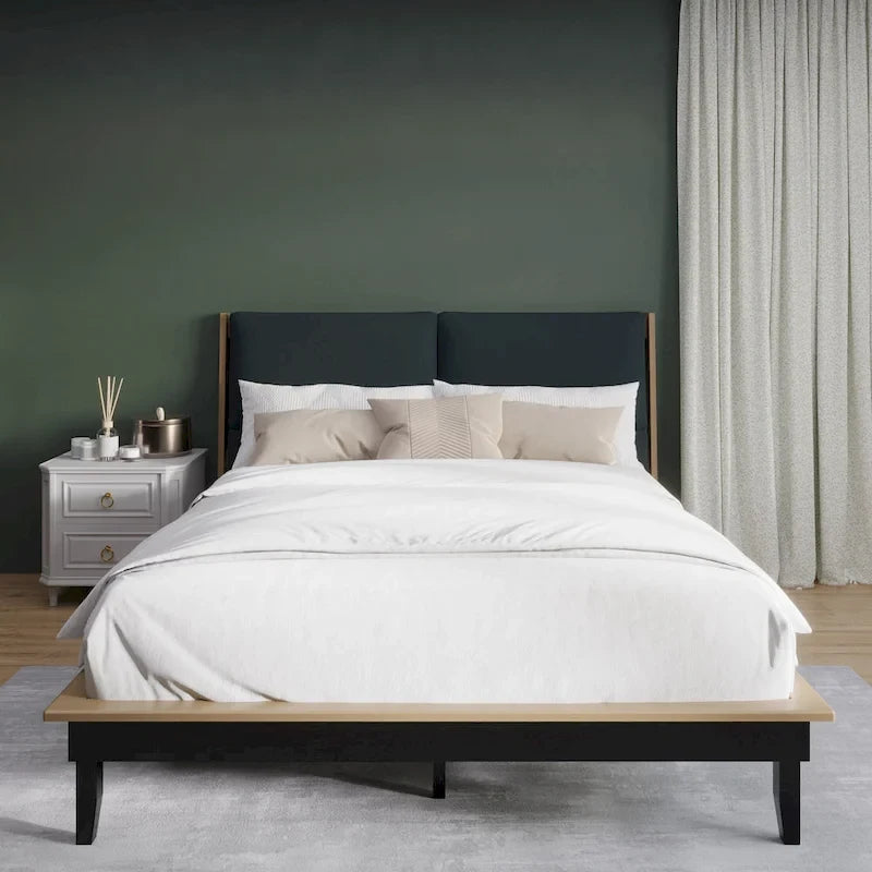 Ensemble de chambre à coucher 3 pièces en bois, style milieu de siècle, CraftPorch