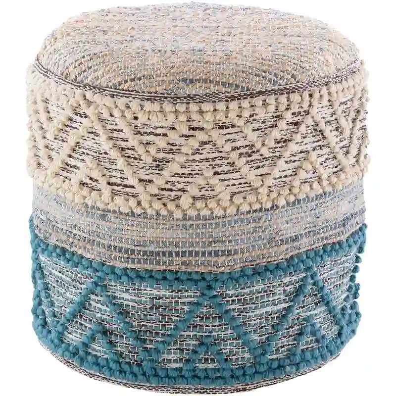 Pouf cylindrique Jacotte Bohème en jute de 45 cm