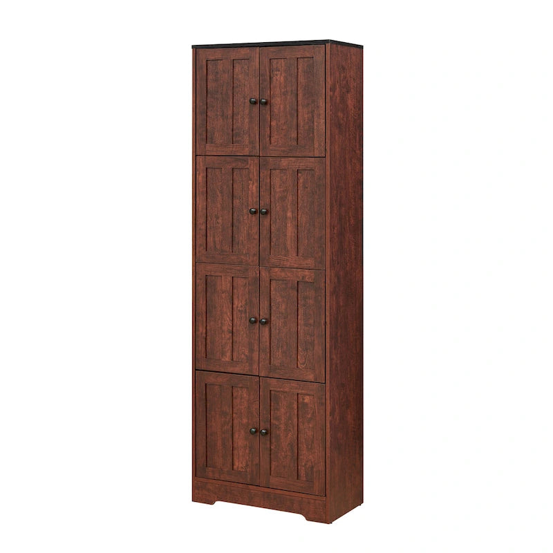 Meuble de rangement haut avec 8 portes et 4 étagères, meuble mural de rangement pour salon, cuisine, bureau, chambre, salle de bain