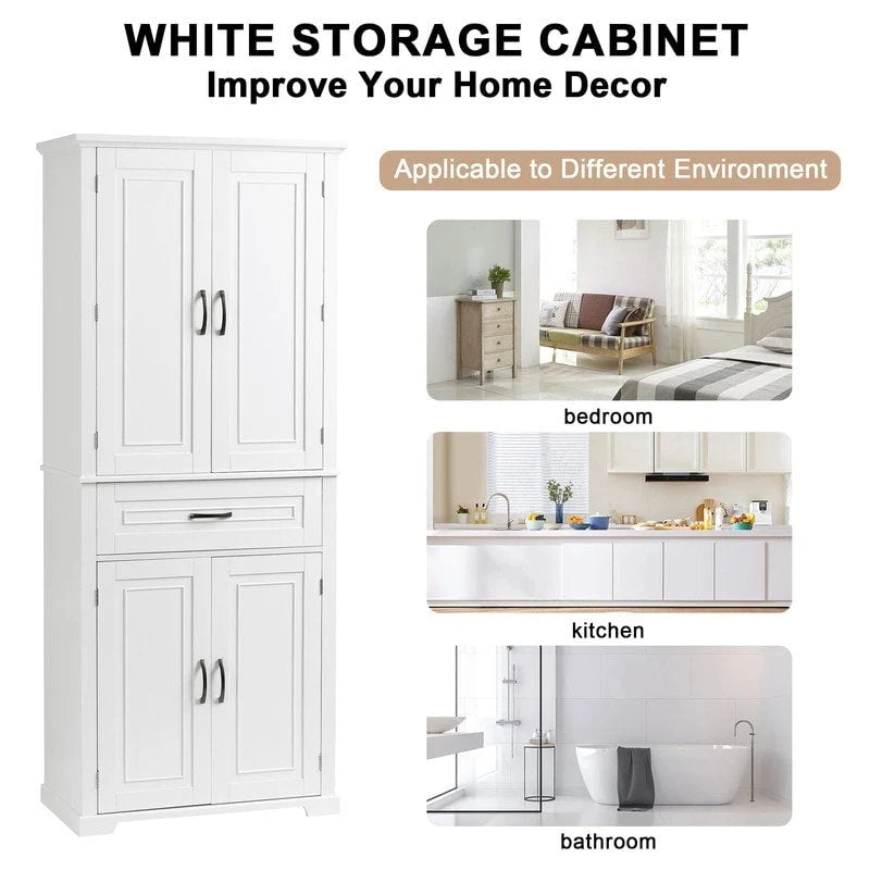 Meuble bas de salle de bain, meuble de rangement autonome avec portes et tiroir, armoire de cuisine avec étagère réglable