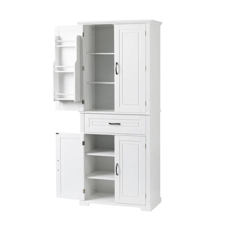 Meuble bas de salle de bain, meuble de rangement autonome avec portes et tiroir, armoire de cuisine avec étagère réglable
