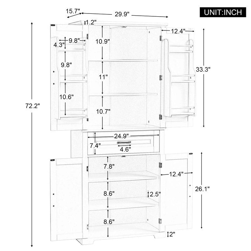 Meuble bas de salle de bain, meuble de rangement autonome avec portes et tiroir, armoire de cuisine avec étagère réglable
