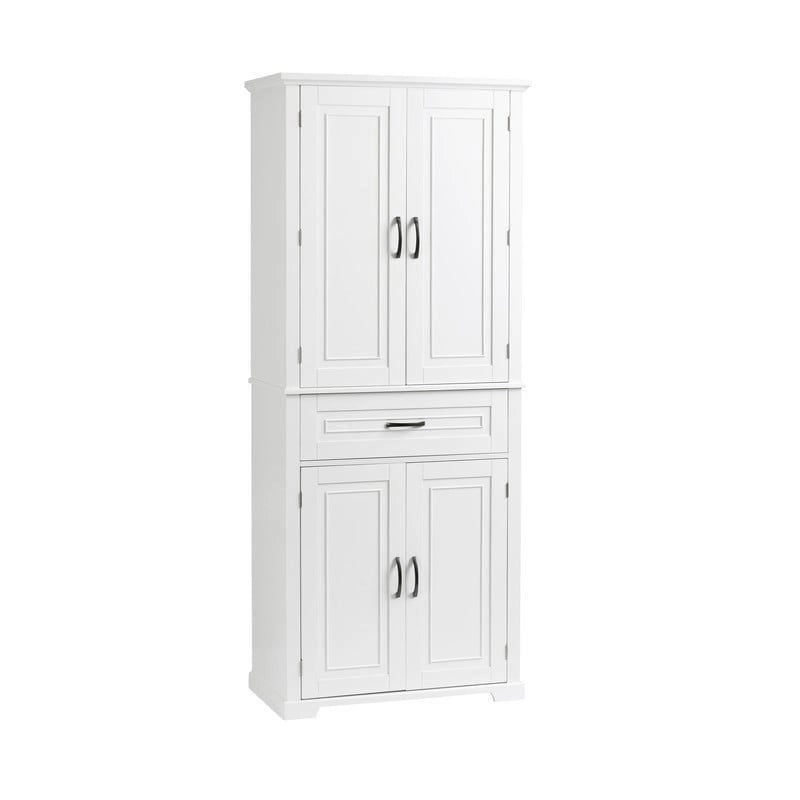 Meuble bas de salle de bain, meuble de rangement autonome avec portes et tiroir, armoire de cuisine avec étagère réglable