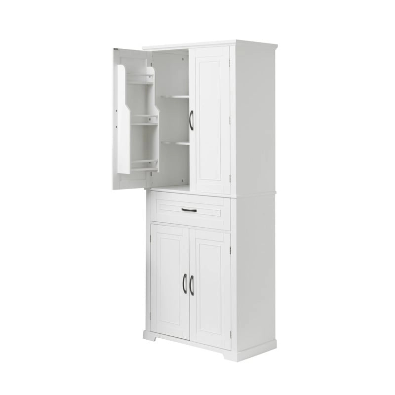 Meuble bas de salle de bain, meuble de rangement autonome avec portes et tiroir, armoire de cuisine avec étagère réglable